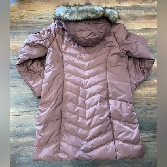 Eddie Bauer Sun Valley Down Parka Misty Rose Fur Trim Jacket Coat Puffer PinkEUC - Picture 6 of 9